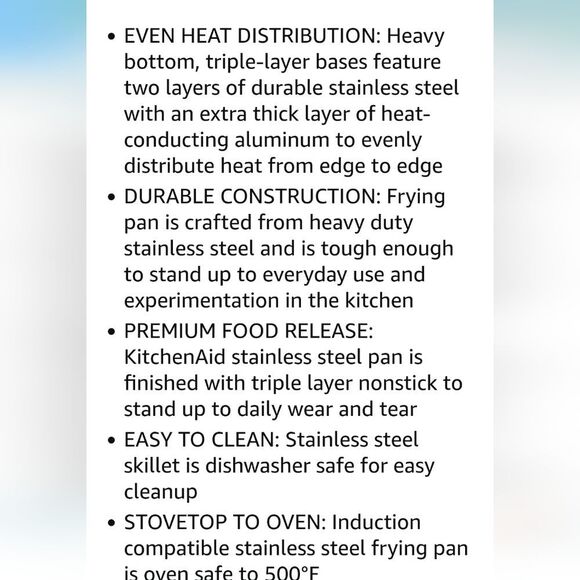 KitchenAid Stainless Steel 3-Ply Base Nonstick 9.5" Fry Pan - Picture 9 of 13